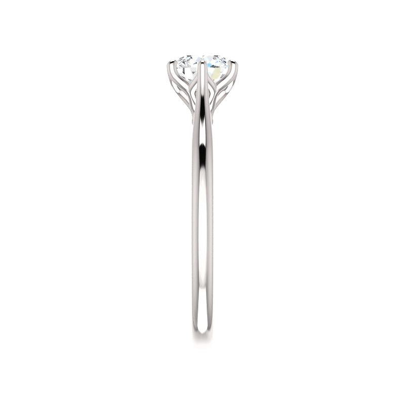 The Teresa Round Lab Diamond Engagement Ring High Polished Solitaire Setting White Gold Band Profile
