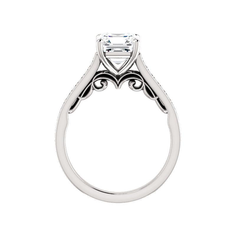 The Andrea Asscher Moissanite Ring diamond engagement ring solitaire setting white gold side profile