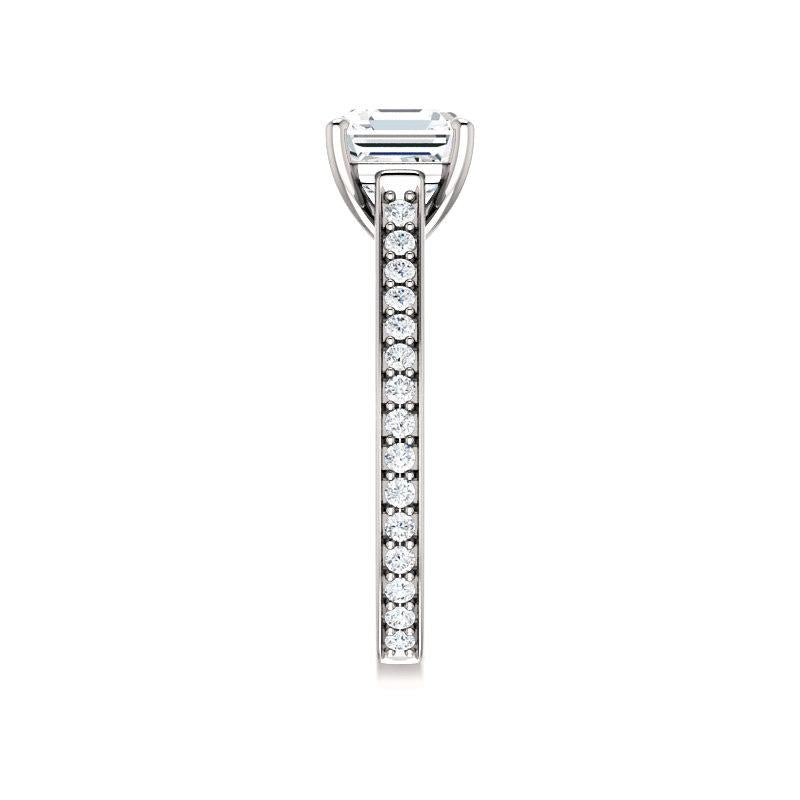 The Andrea Asscher Moissanite Ring diamond engagement ring solitaire setting white gold band profile