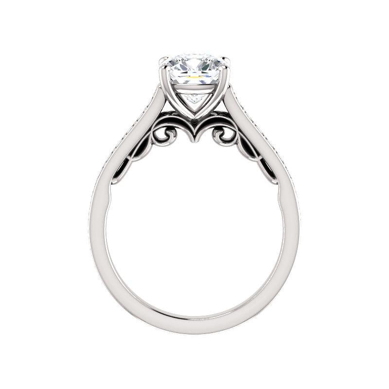 The Andrea Cushion Moissanite Ring diamond engagement ring solitaire setting white gold side profile