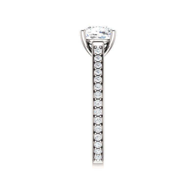 The Andrea Cushion Moissanite Ring diamond engagement ring solitaire setting white gold band profile