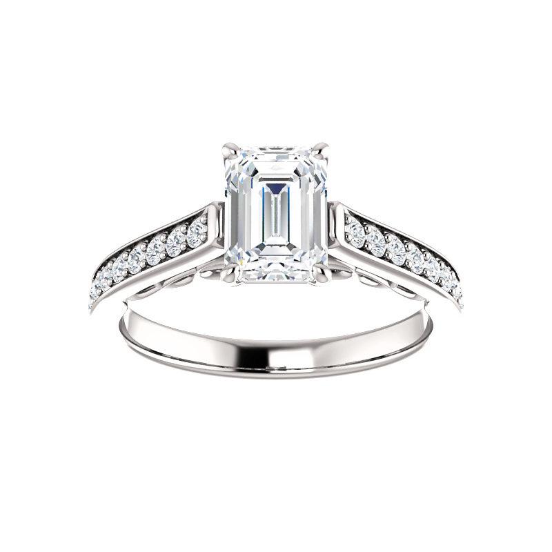 The Andrea Emerald Moissanite Ring diamond engagement ring solitaire setting white gold