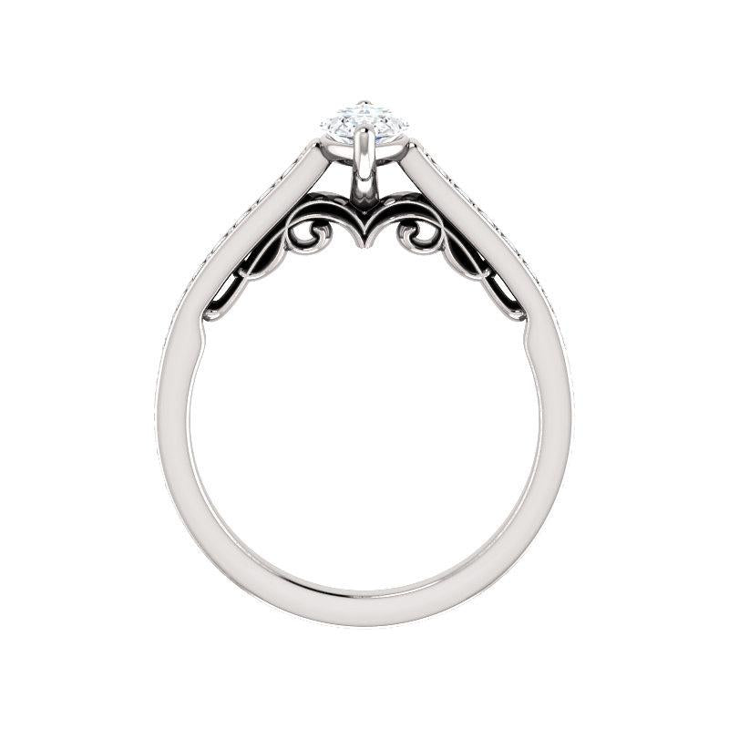 The Andrea Marquise Moissanite Ring diamond engagement ring solitaire setting white gold side profile