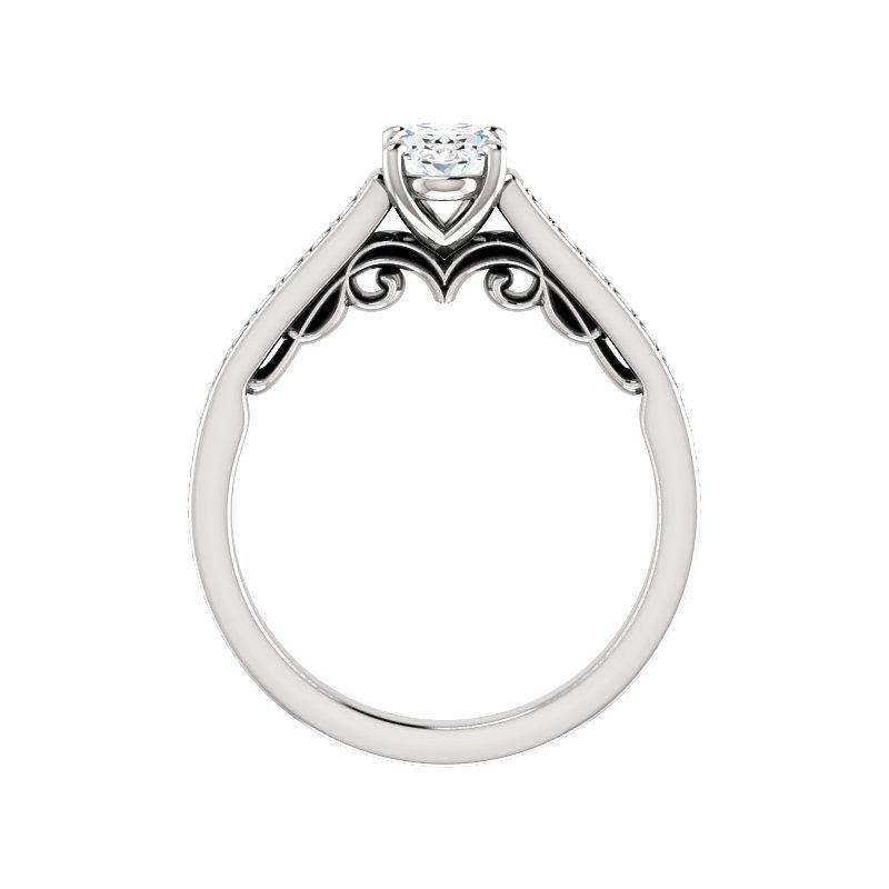 The Andrea Oval lab diamond ring diamond engagement ring solitaire setting white gold side profile