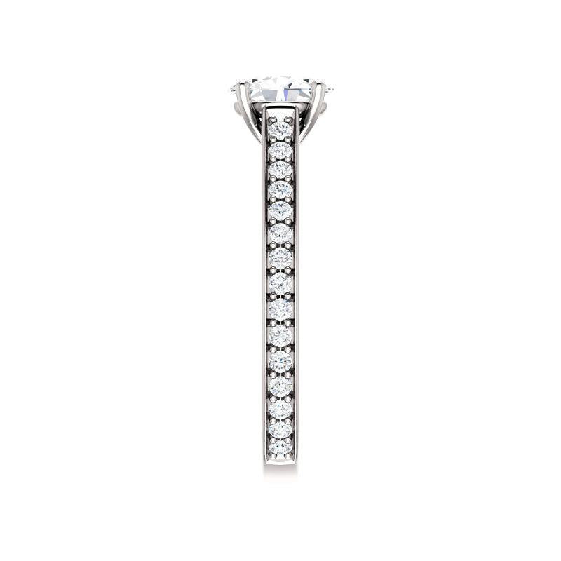 The Andrea Oval Moissanite Ring diamond engagement ring solitaire setting white gold band profile