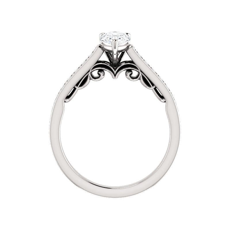 The Andrea Pear Moissanite Ring diamond engagement ring solitaire setting white gold side profile