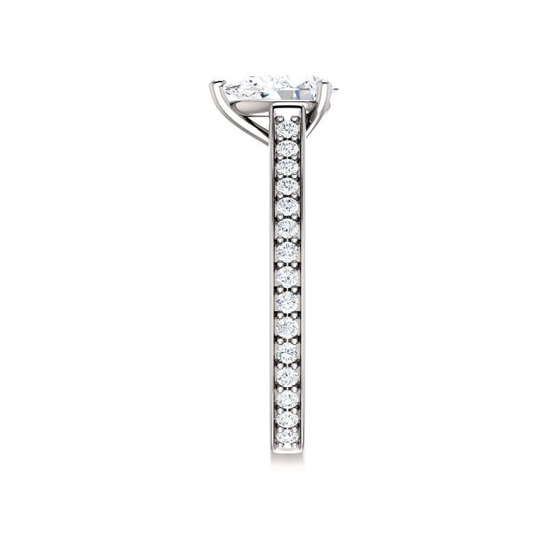 The Andrea Pear Moissanite Ring diamond engagement ring solitaire setting white gold band profile