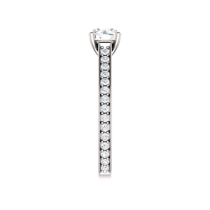 The Andrea Round Moissanite Ring diamond engagement ring solitaire setting white gold band profile