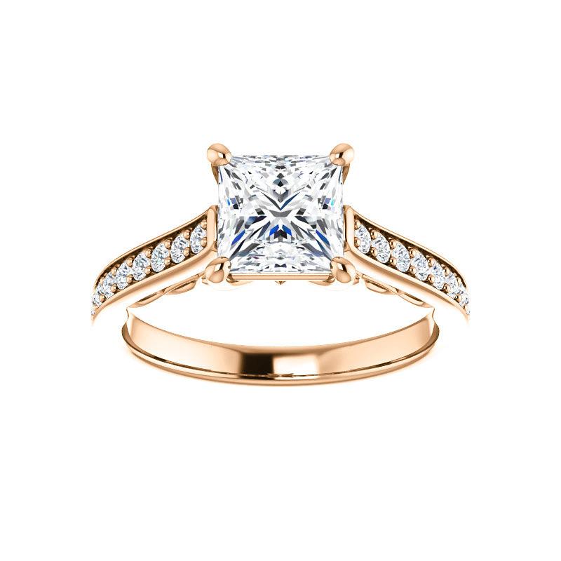 The Andrea Princess Moissanite Ring diamond engagement ring solitaire setting rose gold
