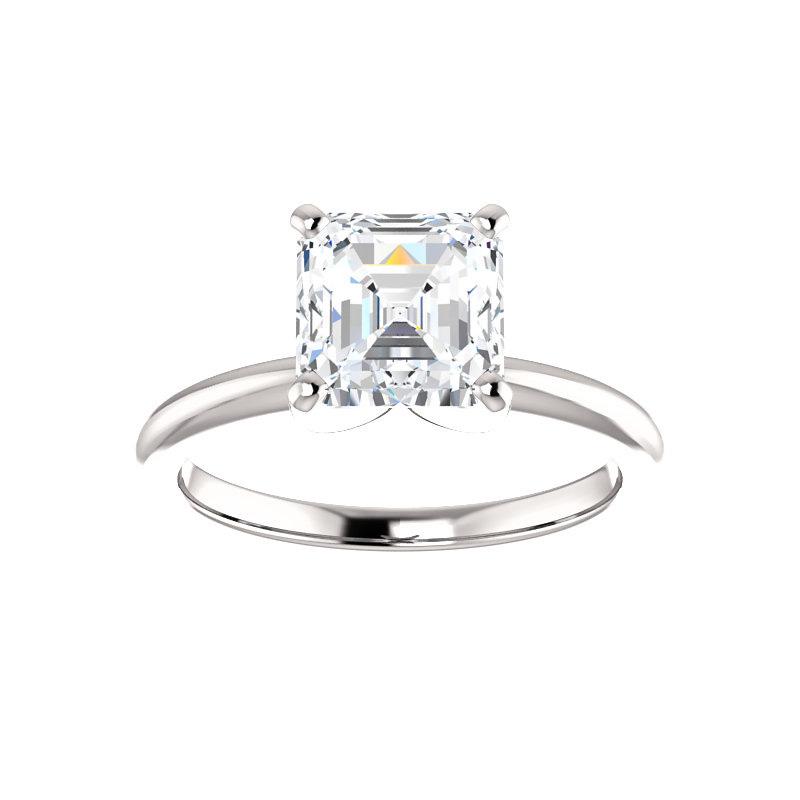 The Four Prongs Asscher Lab Diamond Engagement Ring Solitaire Setting White Gold