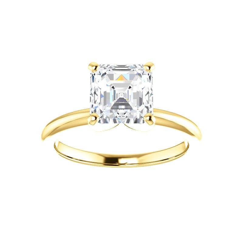 The Four Prongs Asscher Moissanite Engagement Ring Solitaire Setting Yellow Gold