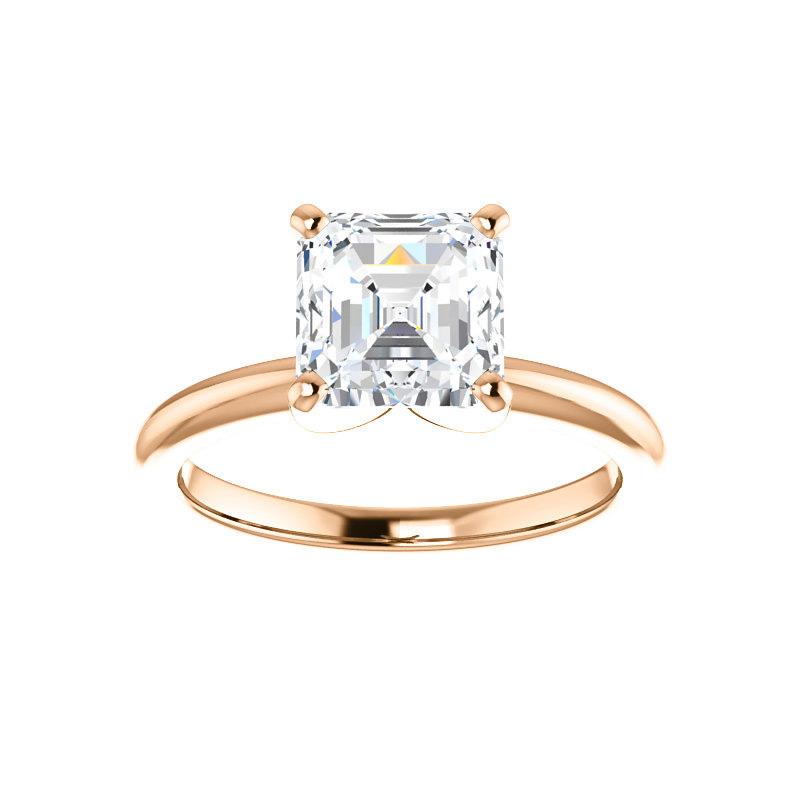 The Four Prongs Asscher Lab Diamond Engagement Ring Solitaire Setting Rose Gold