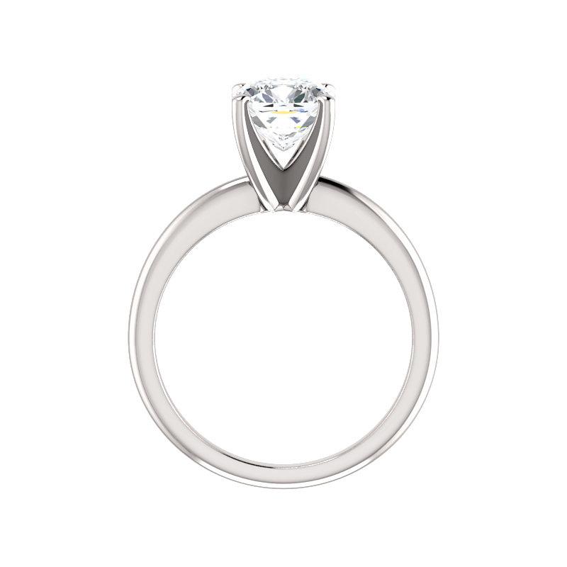 The Four Prongs Cushion Moissanite Engagement Ring Solitaire Setting White Gold Side Profile