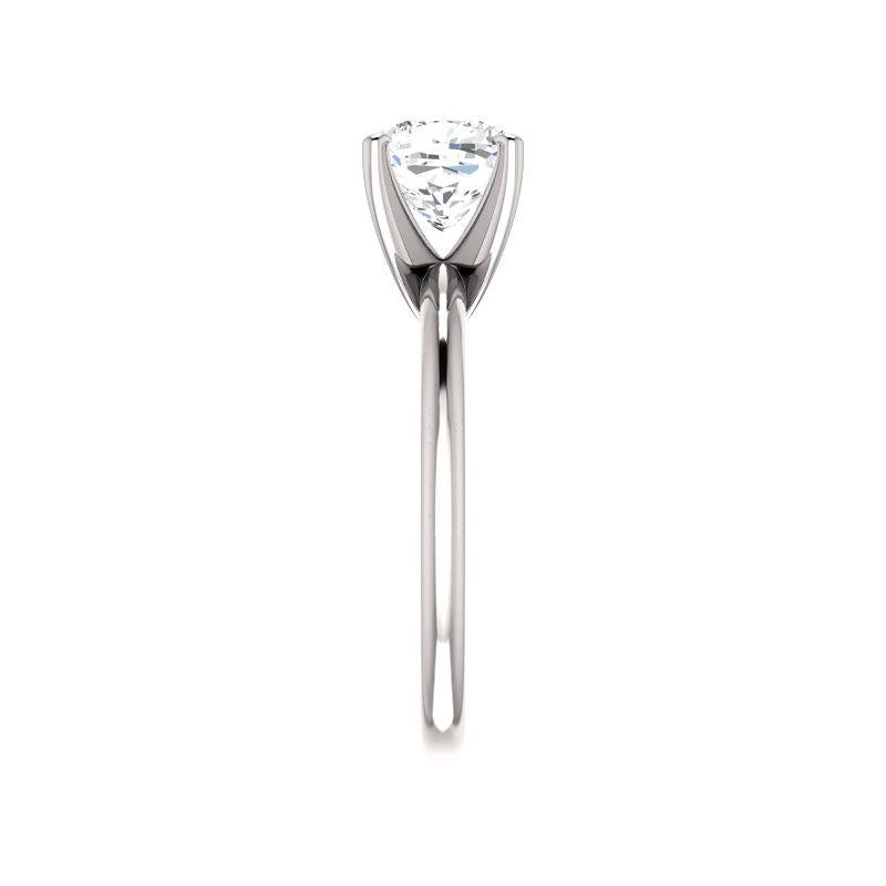 The Four Prongs Cushion Lab Diamond Engagement Ring Solitaire Setting White Gold Band Profile