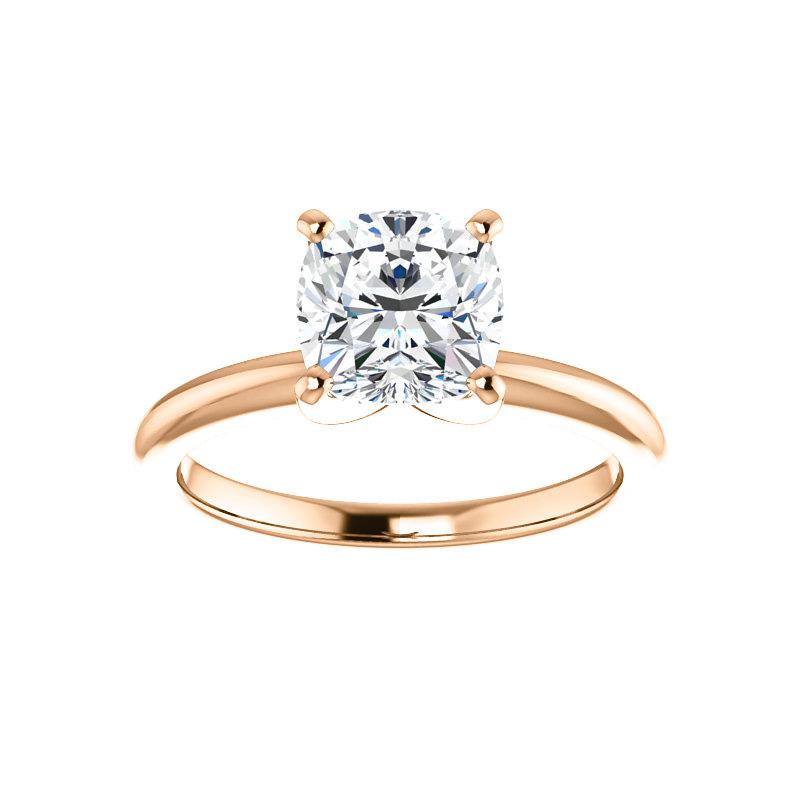 The Four Prongs Cushion Moissanite Engagement Ring Solitaire Setting Rose Gold