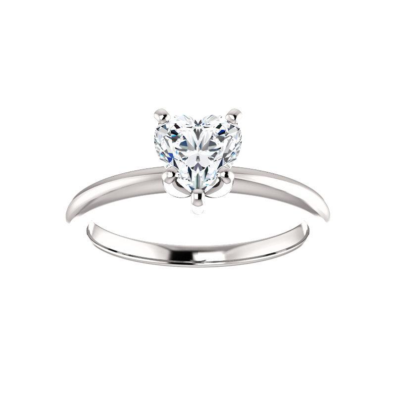 The Four Prongs Heart Lab Diamond Engagement Ring Solitaire Setting White Gold