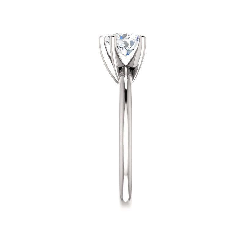 The Four Prongs Heart Lab Diamond Engagement Ring Solitaire Setting White Gold Band Profile