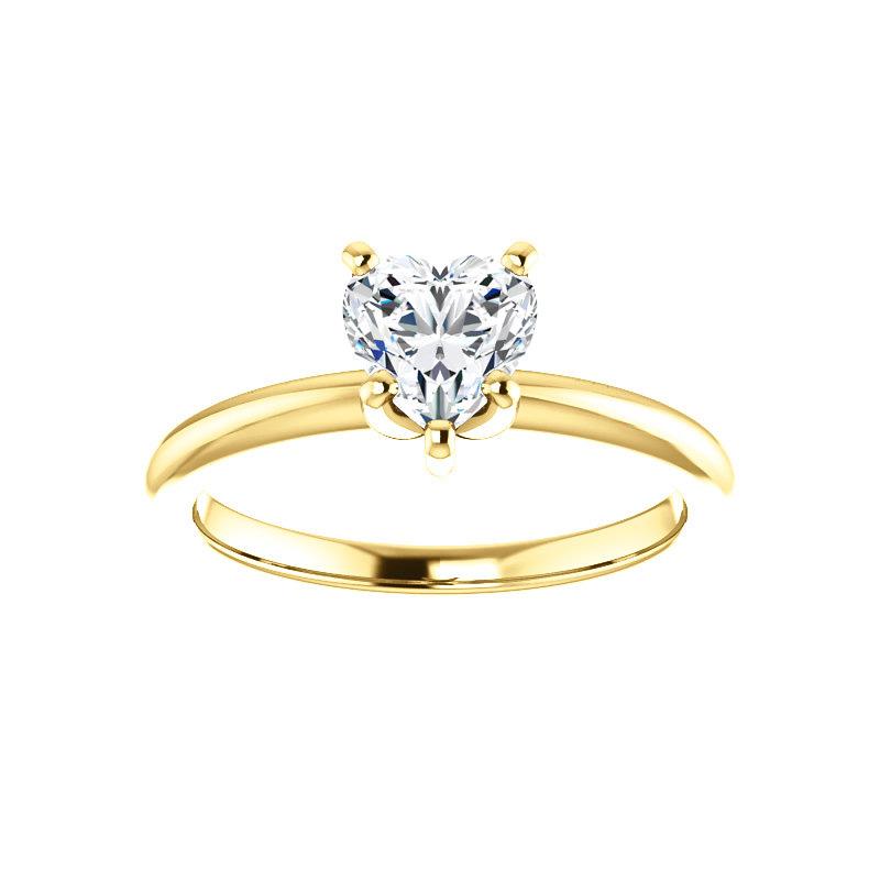The Four Prongs Heart Lab Diamond Engagement Ring Solitaire Setting Yellow Gold