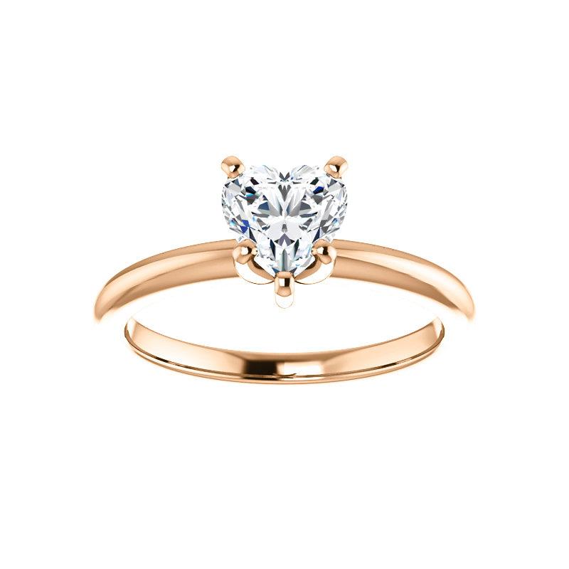 The Four Prongs Heart Moissanite Engagement Ring Solitaire Setting Rose Gold