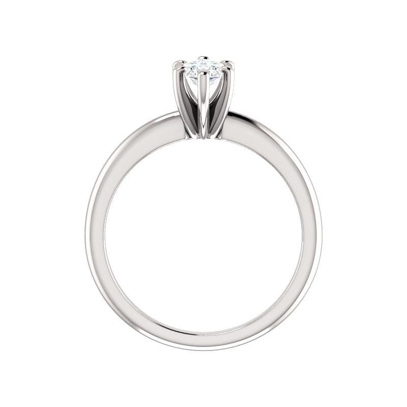 The Four Prongs Marquise Moissanite Engagement Ring Solitaire Setting White Gold Side Profile