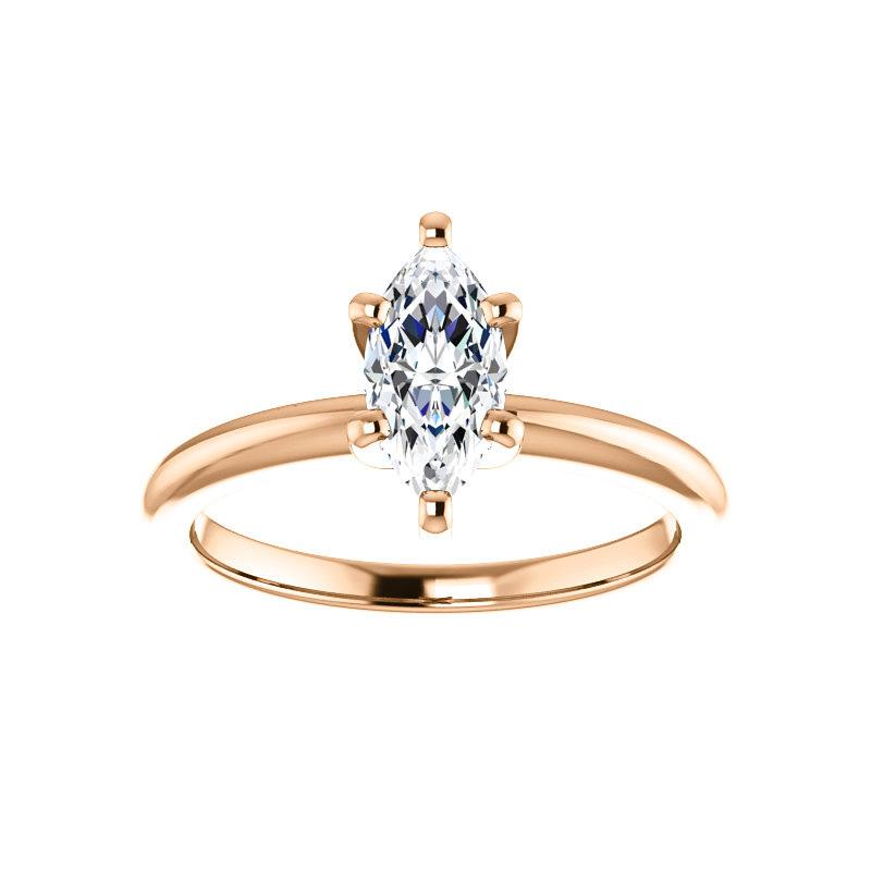 The Four Prongs Marquise Moissanite Engagement Ring Solitaire Setting Rose Gold