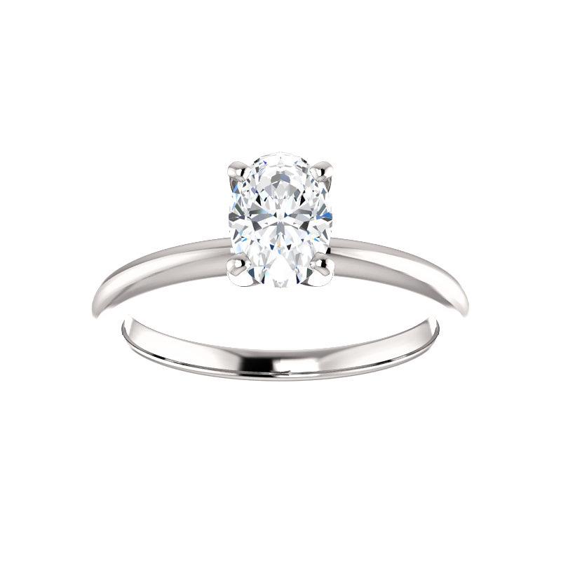 The Four Prongs Oval Moissanite Engagement Ring Solitaire Setting White Gold