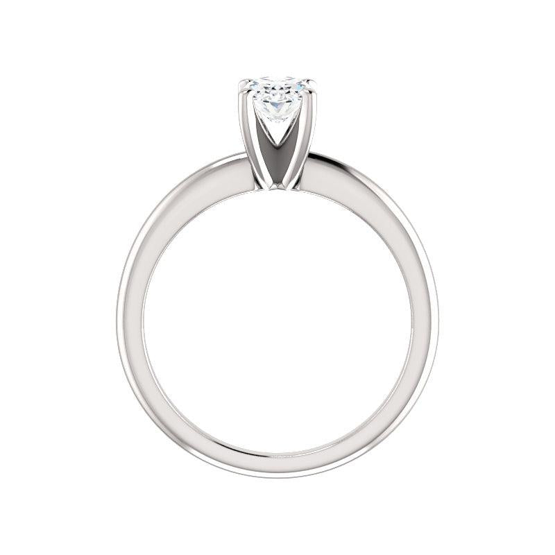 The Four Prongs Oval Moissanite Engagement Ring Solitaire Setting White Gold Side Profile