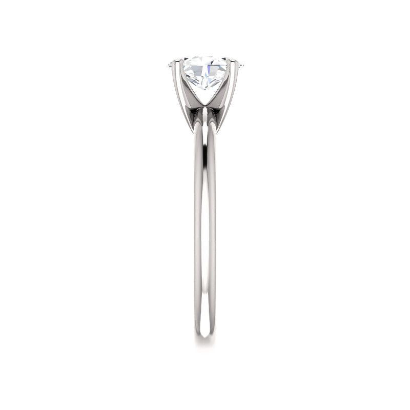 The Four Prongs Oval Moissanite Engagement Ring Solitaire Setting White Gold Band Profile