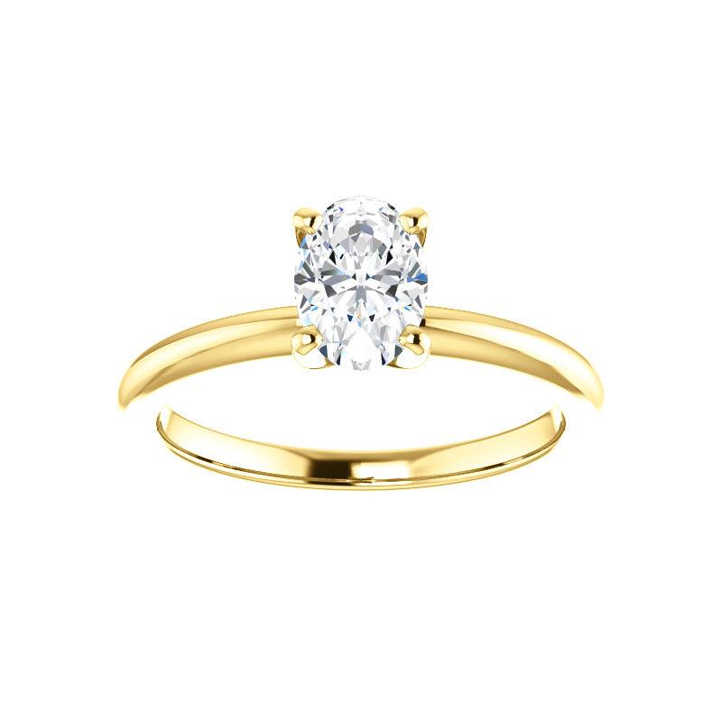 The Four Prongs Oval Moissanite Engagement Ring Solitaire Setting Yellow Gold