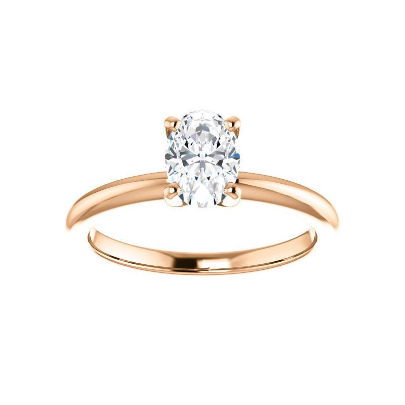 The Four Prongs Oval Moissanite Engagement Ring Solitaire Setting Rose Gold