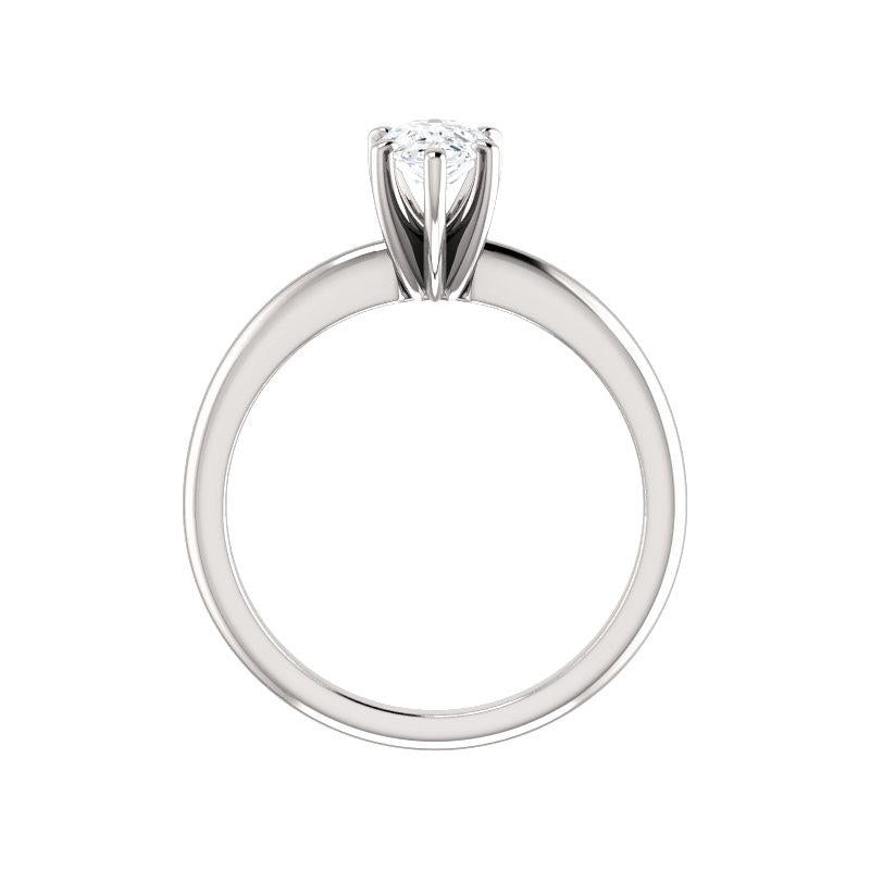 The Four Prongs Pear Moissanite Engagement Ring Solitaire Setting White Gold Side Profile