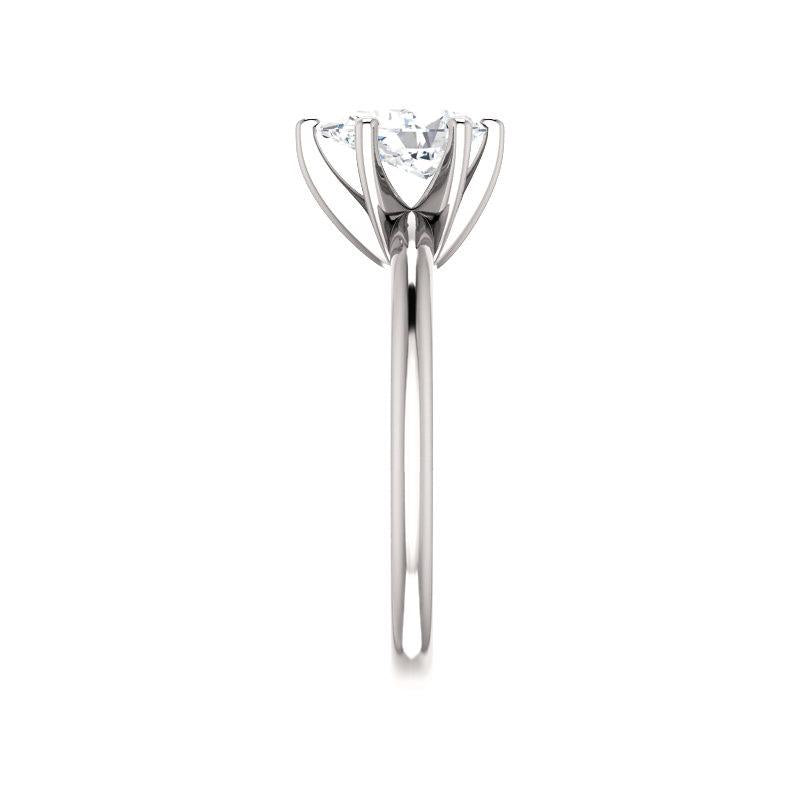 The Four Prongs Pear Lab Diamond Engagement Ring Solitaire Setting White Gold Band Profile