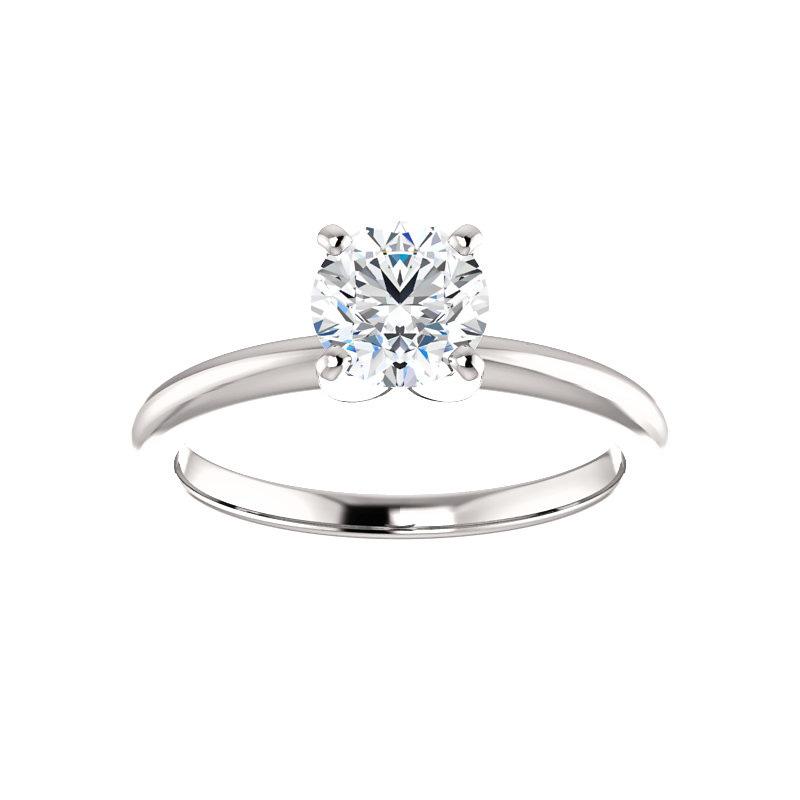 The Four Prongs Round Moissanite Engagement Ring Solitaire Setting White Gold