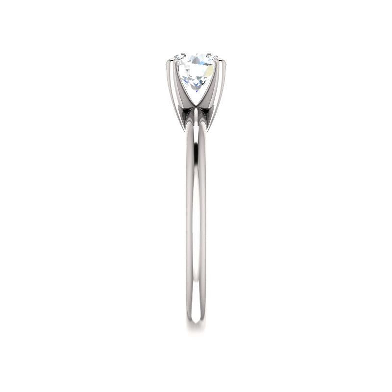 The Four Prongs Round Lab Diamond Engagement Ring Solitaire Setting White Gold Band Profile
