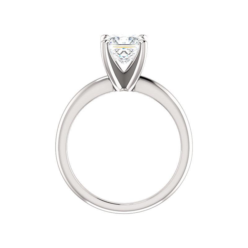 The Four Prongs Princess Lab Diamond Engagement Ring Solitaire Setting White Gold Side Profile