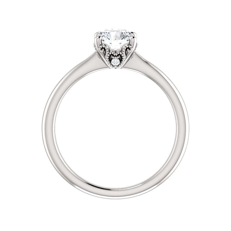 The Kelsea Round Moissanite Engagement Ring Rope Solitaire Setting White Gold Side Profile