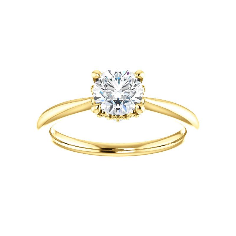 The Kelsea Round Moissanite Engagement Ring Rope Solitaire Setting Yellow Gold