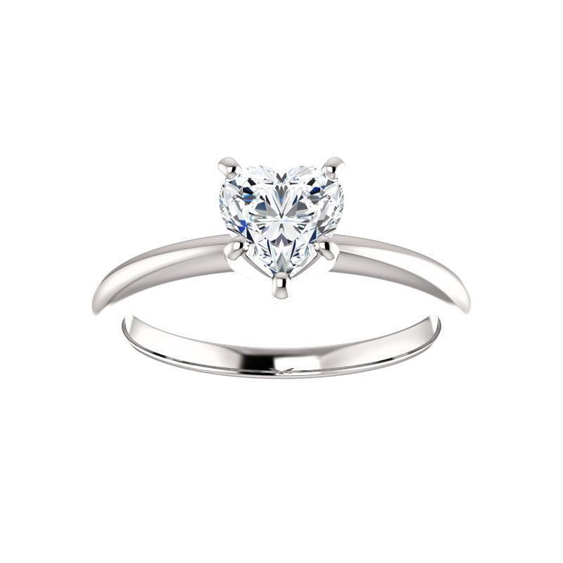 The Six Prongs Heart Lab Diamond Engagement Ring Rope Solitaire Setting White Gold