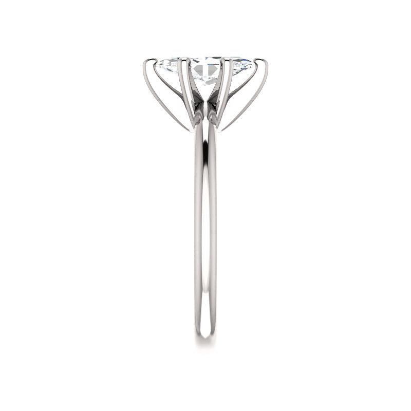 The Six Prongs Marquise Moissanite Engagement Ring Rope Solitaire Setting White Gold Band Profile