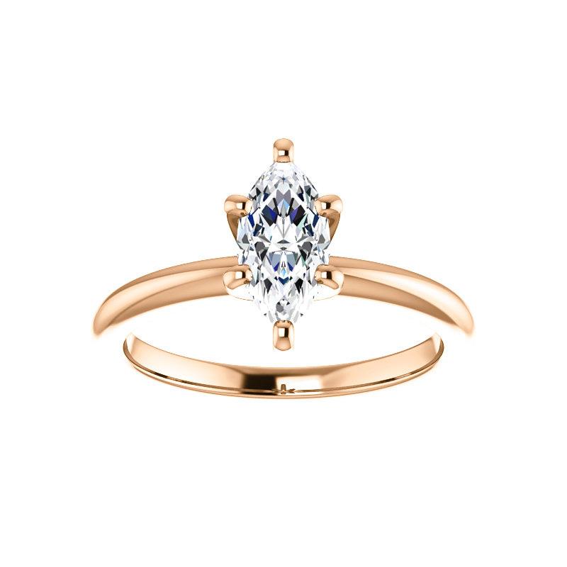 The Six Prongs Marquise Lab Diamond Engagement Ring Rope Solitaire Setting Rose Gold