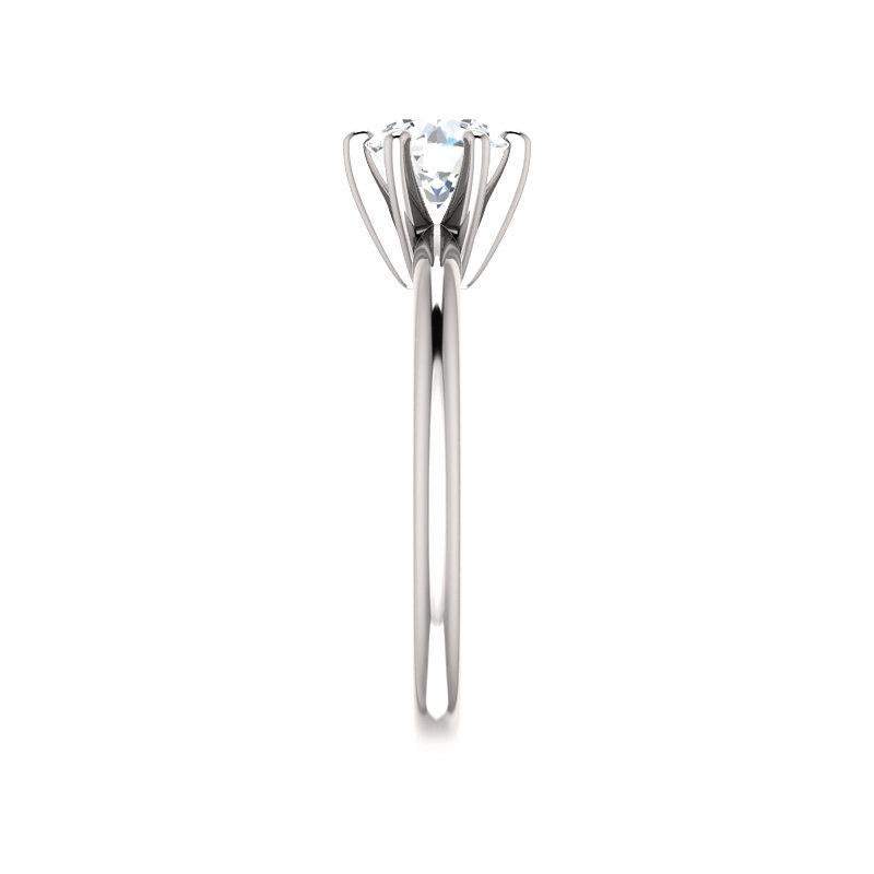 The Six Prongs Round Moissanite Engagement Ring Rope Solitaire Setting White Gold Band Profile