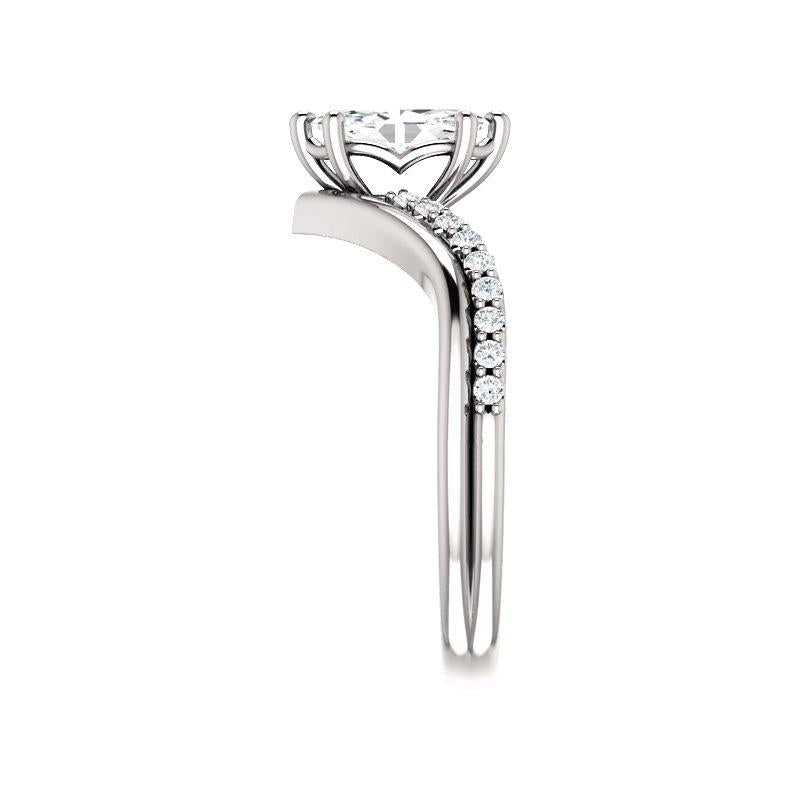 The Nelda Moissanite marquise moissanite engagement ring solitaire setting white gold band profile