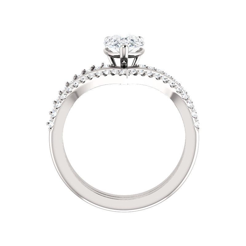 The Nelda Moissanite pear moissanite engagement ring solitaire setting white gold side profile