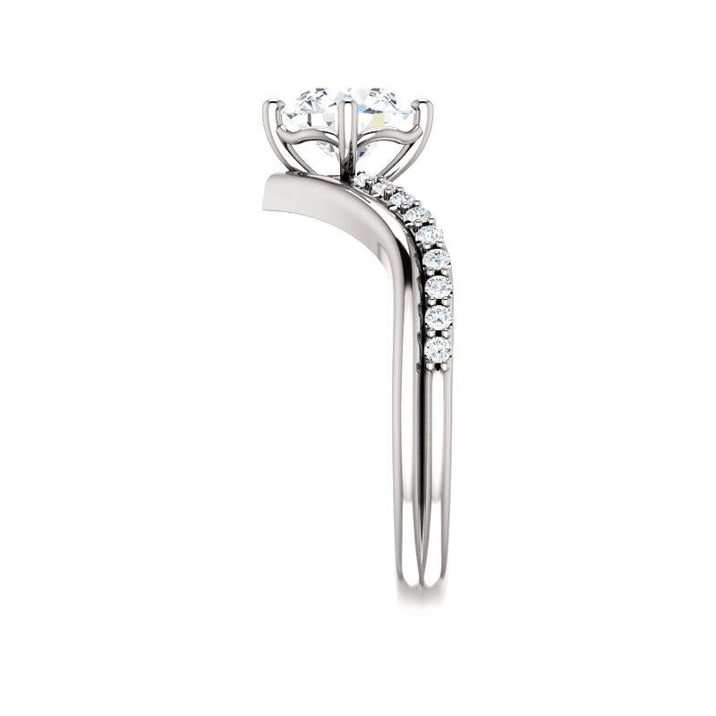 The Nelda Moissanite round moissanite engagement ring solitaire setting white gold band profile