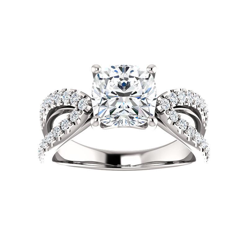 The Tia Cushion lab diamond ring engagement ring solitaire setting white gold