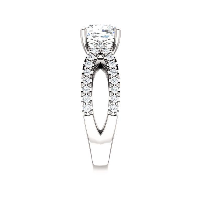 The Tia Cushion Moissanite Ring moissanite engagement ring solitaire setting white gold band profile