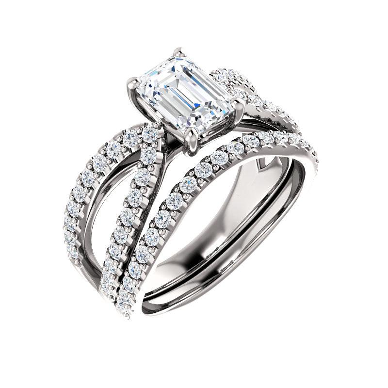 The Tia Emerald Lab Diamond Ring lab diamond engagement ring solitaire setting white gold with matching band