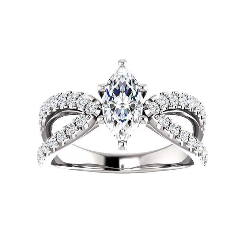 The Tia Marquise Moissanite Ring moissanite engagement ring solitaire setting white gold