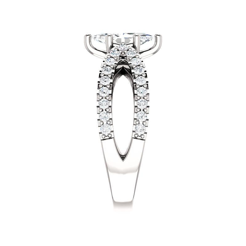 The Tia Marquise Moissanite Ring moissanite engagement ring solitaire setting white gold band profile