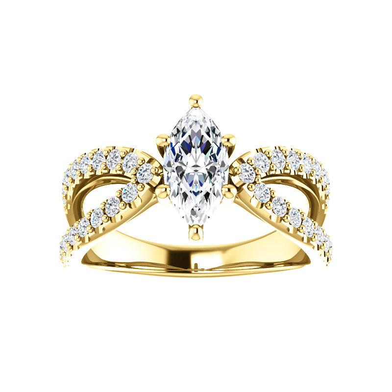 The Tia Marquise Moissanite Ring moissanite engagement ring solitaire setting yellow gold